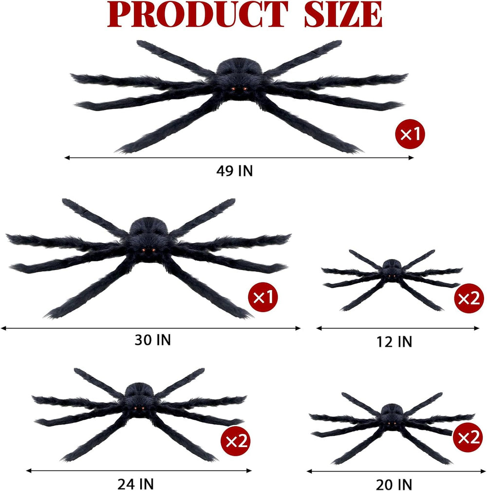 ZMCINER 8 Pcs Large Spiders Halloween Decorations - Outdoor Realistic Scary H...
