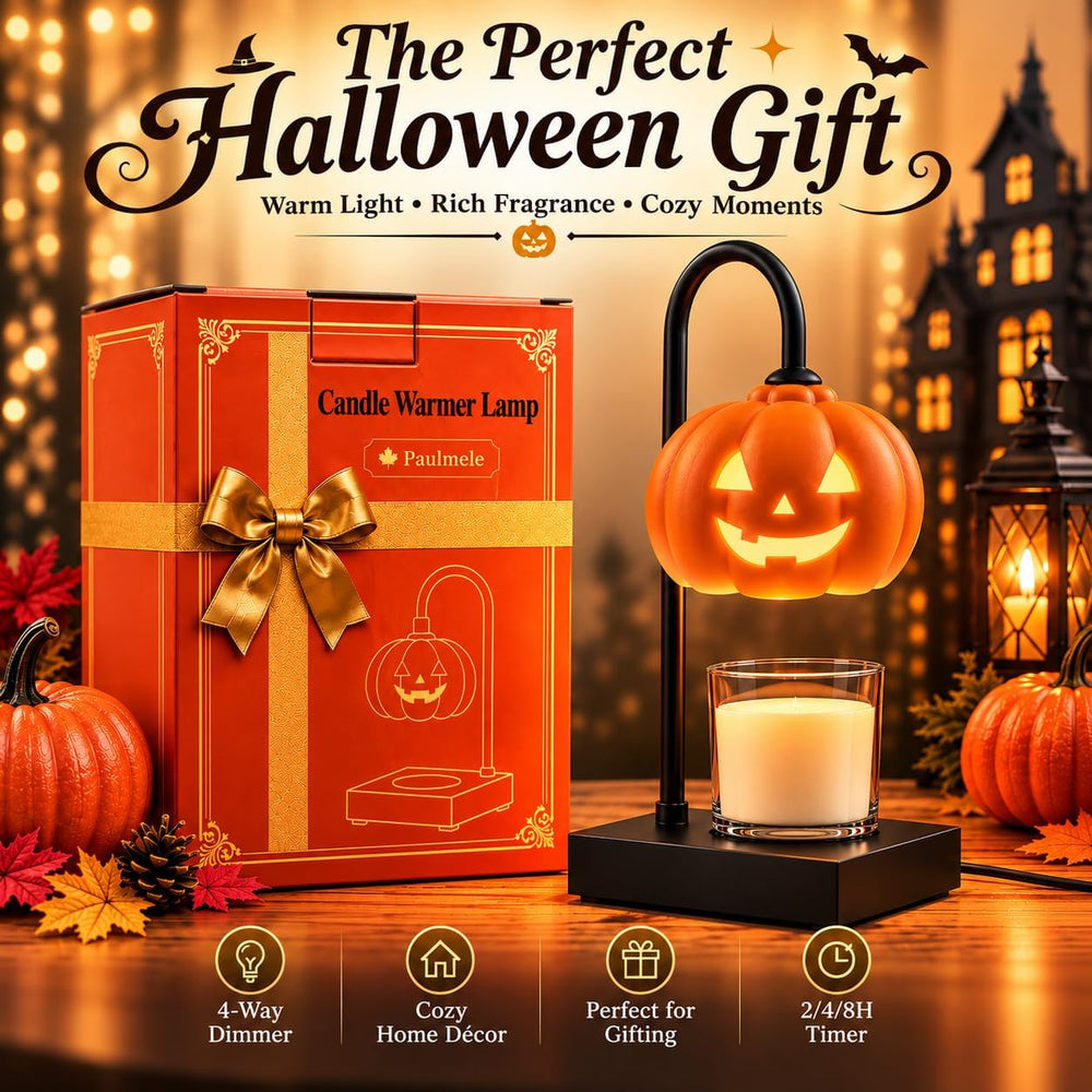 Pumpkin Halloween Candle Warmer Lamp with Timer & Dimmer,Gothic Spooky Ho...