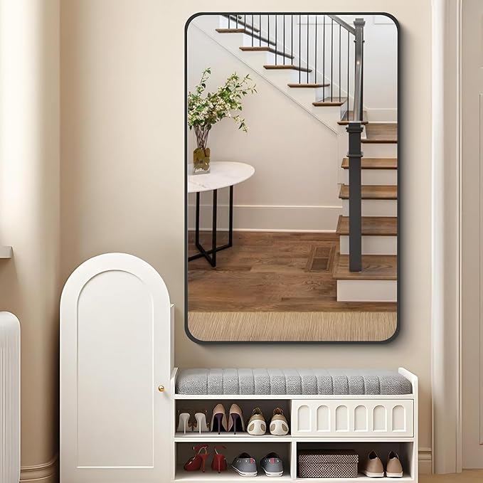 FORBATH Black Bathroom Mirror, Rectangular Vanity Mirror 30 x 48 Inch Wall