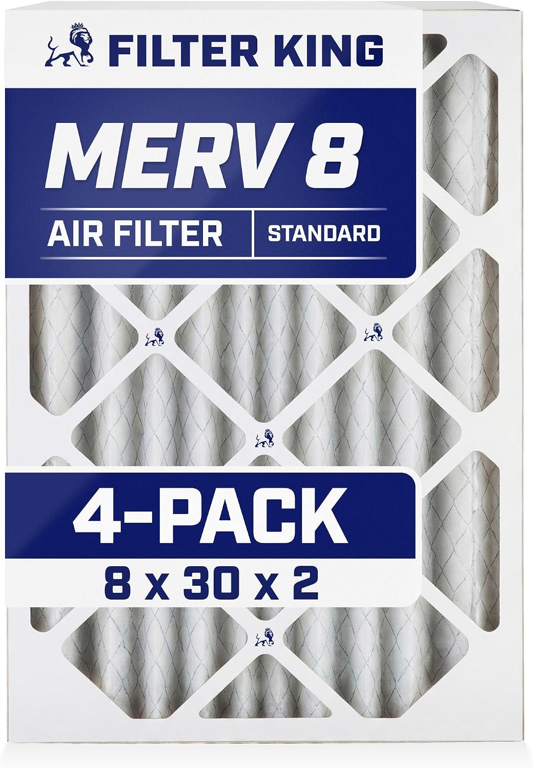 Filter King 8x30x2 Air Filter | 4-PACK | MERV 8 HVAC Pleated A/C Furnace