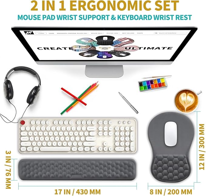 Hokafenle 2 in 1 Ergonomic Mouse Pad Wrist Support & Wrist Rest