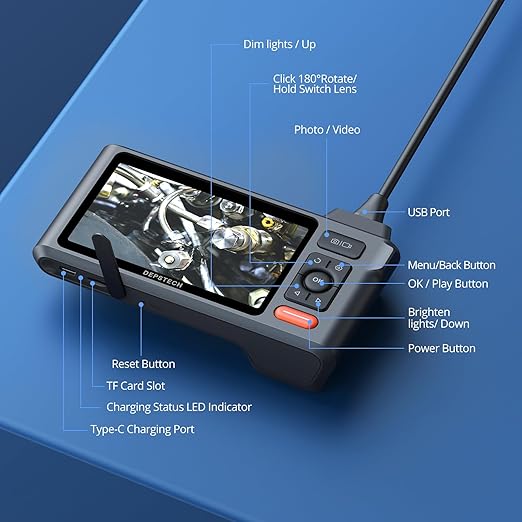 50FT Sewer Inspection Camera, DEPSTECH 1080P Dual Lens Endoscope