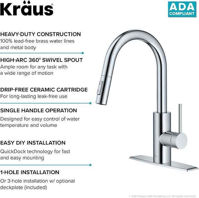 KRAUS Oletto Single Handle Pull Down Kitchen Faucet