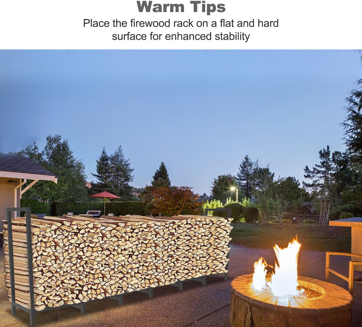 8ft outdoor firewood rack log holder for fire, package contents