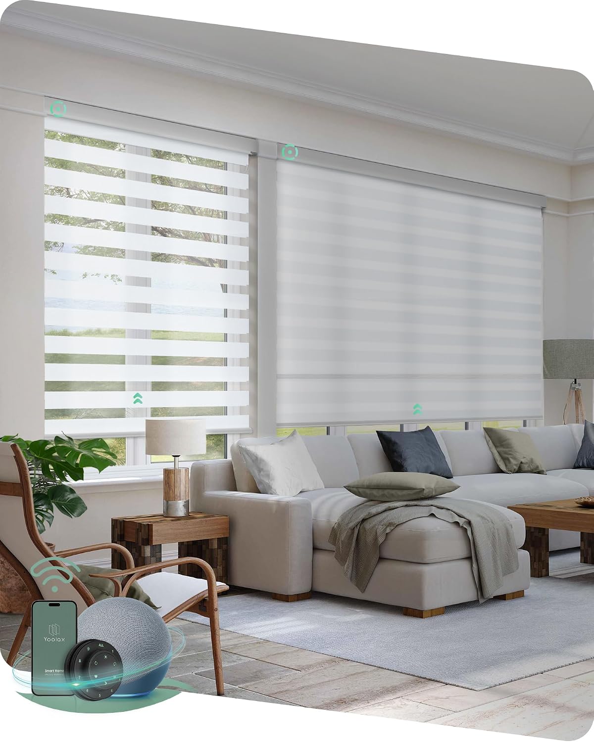 Yoolax Motorized Blinds with Remote, Electric Zebra Blinds