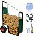 Doublehorse Firewood Cart 27x20x44in Steel Pneumatic Wheels Green