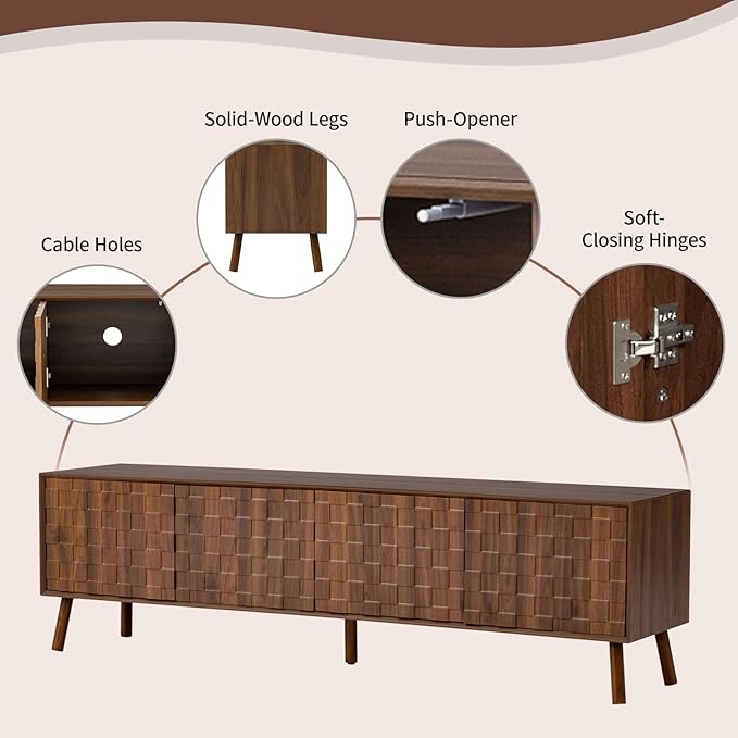Virubi Mid-Century Modern TV Stand, Entertainment Center