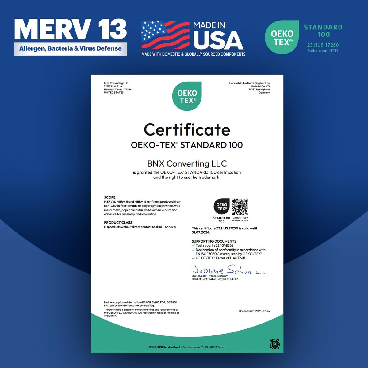 BNX TruFilter 10x24x1 Air Filter MERV 13 (4-Pack) - MADE IN USA - Electrostatic Pleated Air Conditioner HVAC AC Furnace Filters for Allergies, Pollen, Mold, Bacteria, Smoke, Allergen, MPR 1900 FPR 10