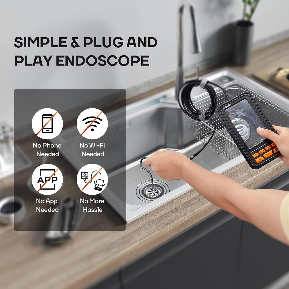 5inch borescope 5.5mm industrial endoscope camera with light, package contents