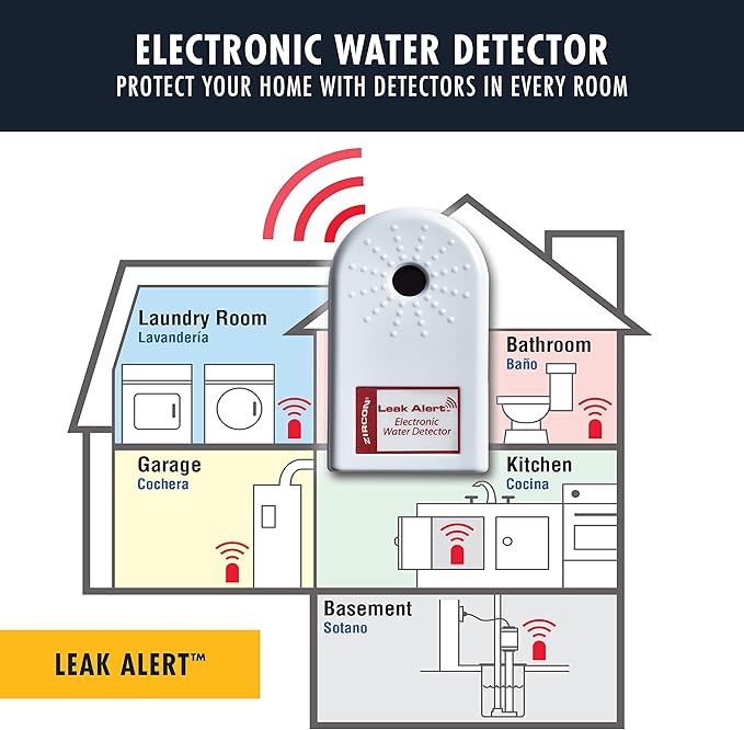 Zircon Leak Alert Water Leak Detector & Flood Sensor Alarm/Water Leak Sensor (8 Pack)