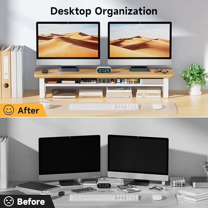 NestNeat Dual Monitor Stand, 35.4 Inch Monitor Stand Riser
