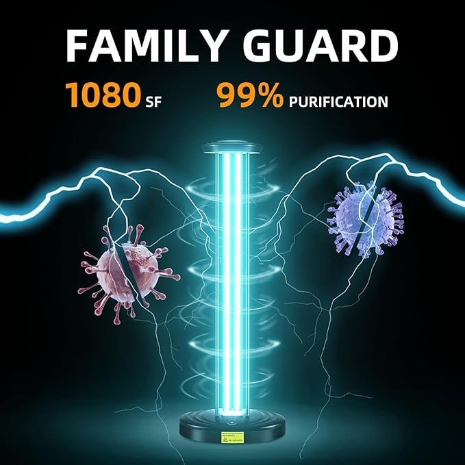 JTAPURE 100W UV Light with Ozone, 3-Gear Timer & Remote Control, Home