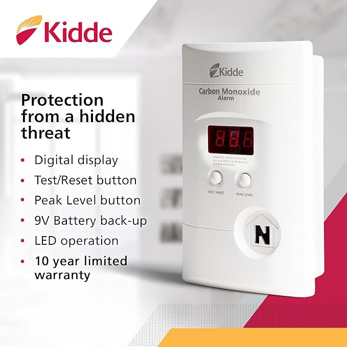 Kidde Carbon Monoxide Detector, Plug In Wall