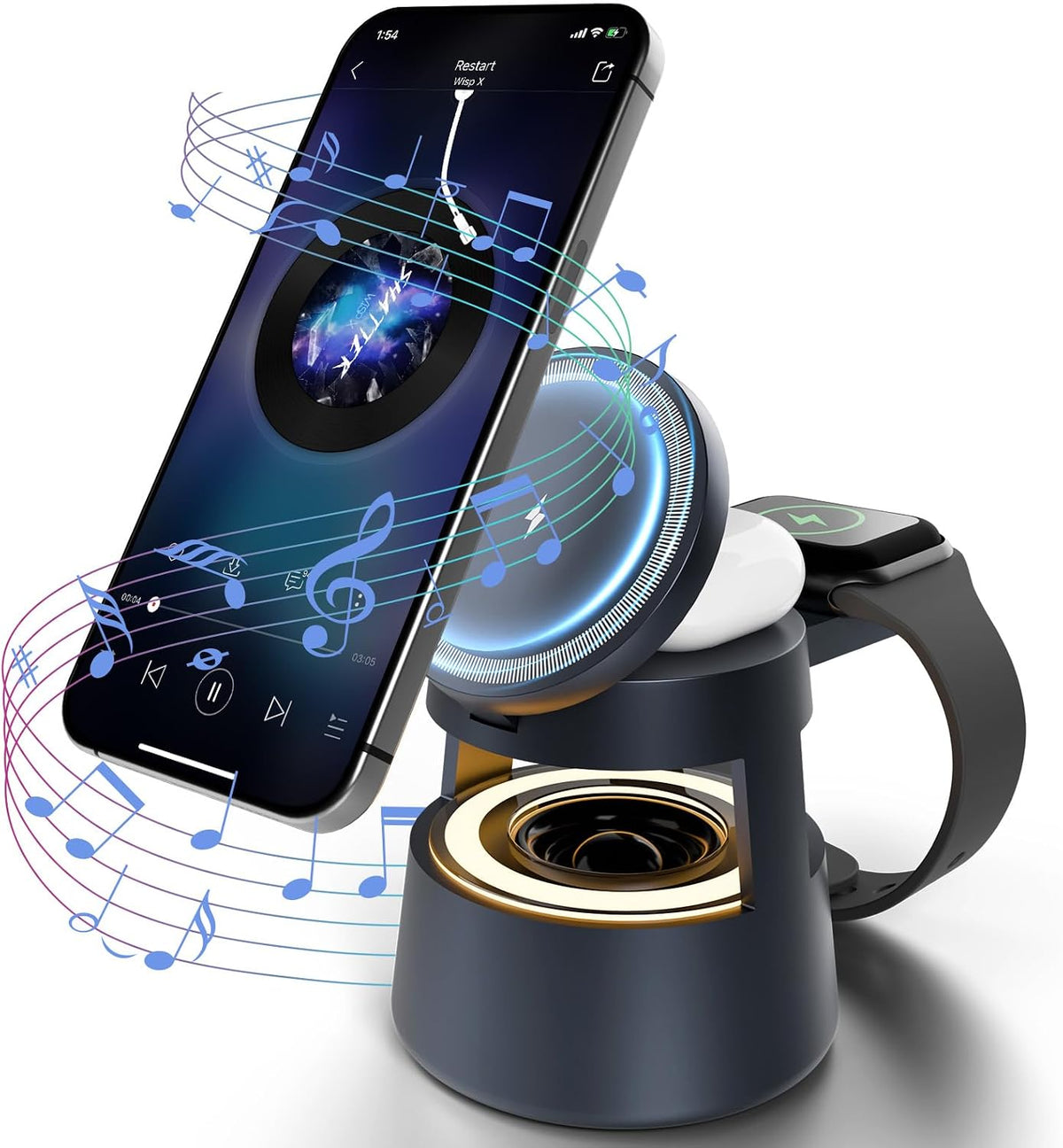 5 in 1 Magnetic Wireless Charger Bluetooth Speakers and Night Light