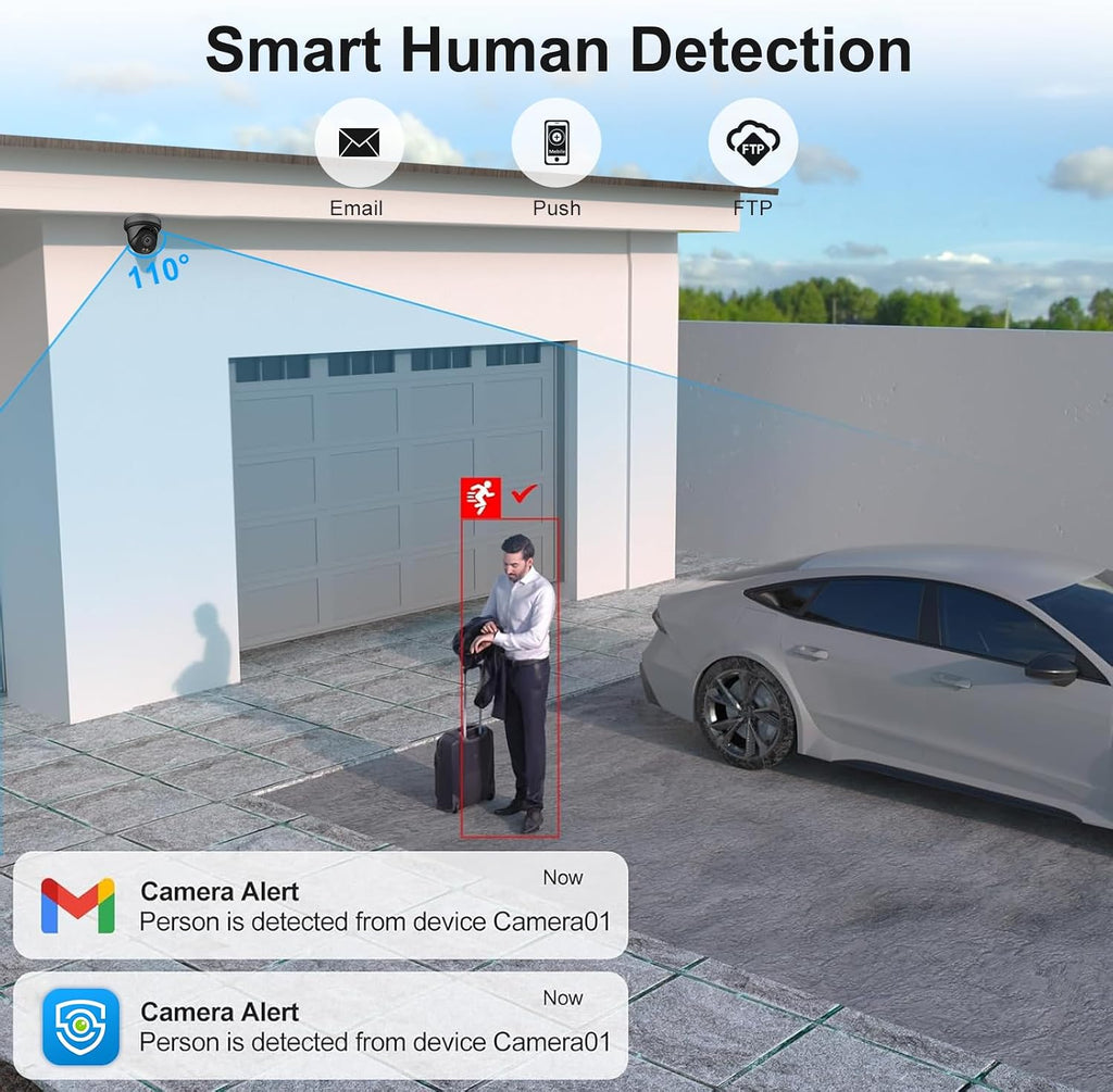 unilook 4mp poe camera, turret security poe ip on a desk or shelf