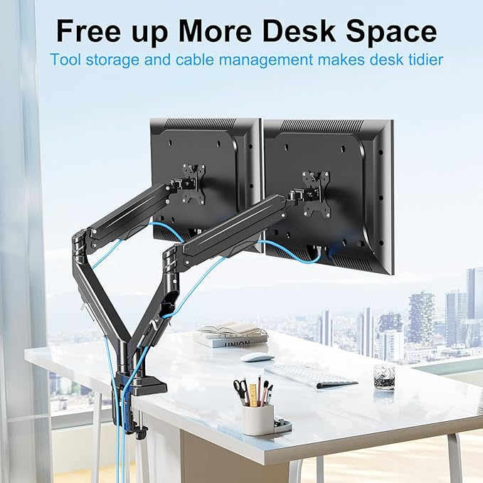 ErgoFocus Dual Monitor Mount for Screens up to 43", Heavy Duty Ultrawide Dual