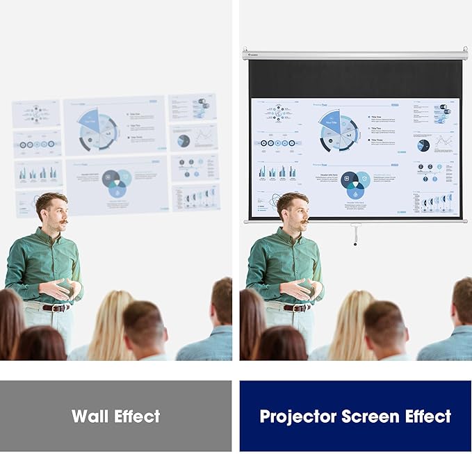 Instahibit 72" 16:9 Manual Pull Down Projector Screen 4K Self-Locking Home