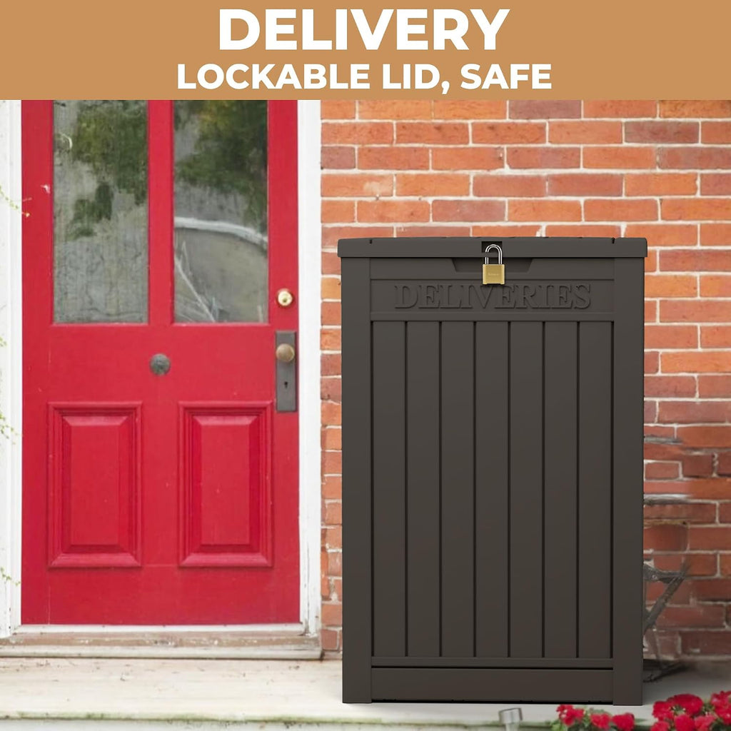 55 gallon package delivery box for outside,weather resistant, package contents