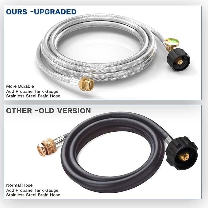 NQN 12FT Stainless Braided Propane Adapter Hose