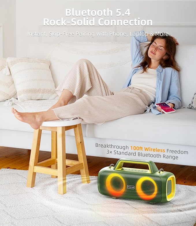 Portable Bluetooth Speaker Wireless, 140W Peak Loud Sound
