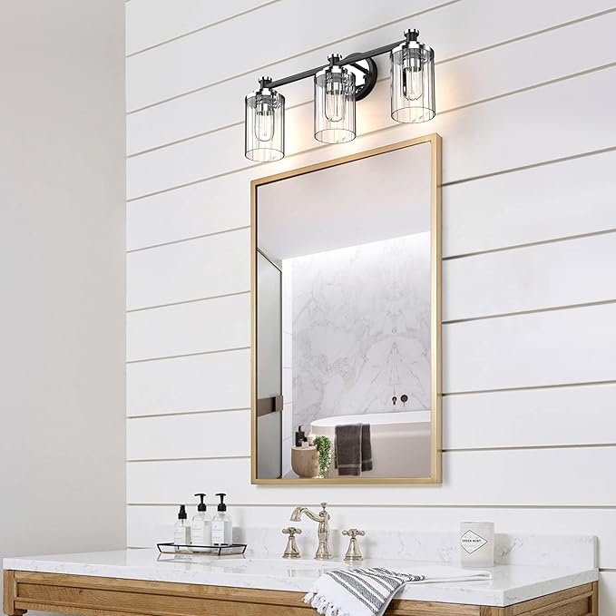 PHIXART Bathroom Lighting Fixtures Black and Chrome Bathroom Vanity Light
