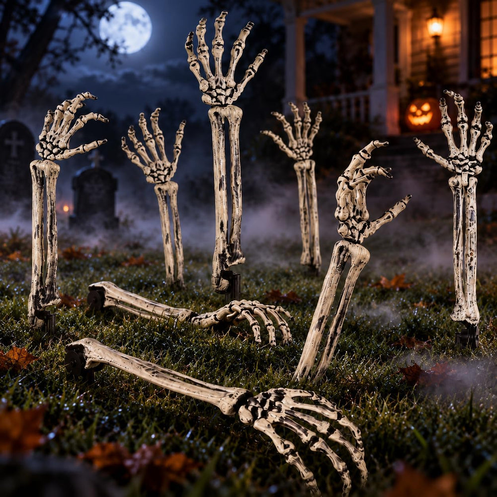Halloween Skeleton Arms and Hands, 8-Piece Outdoor Yard Decorations Set