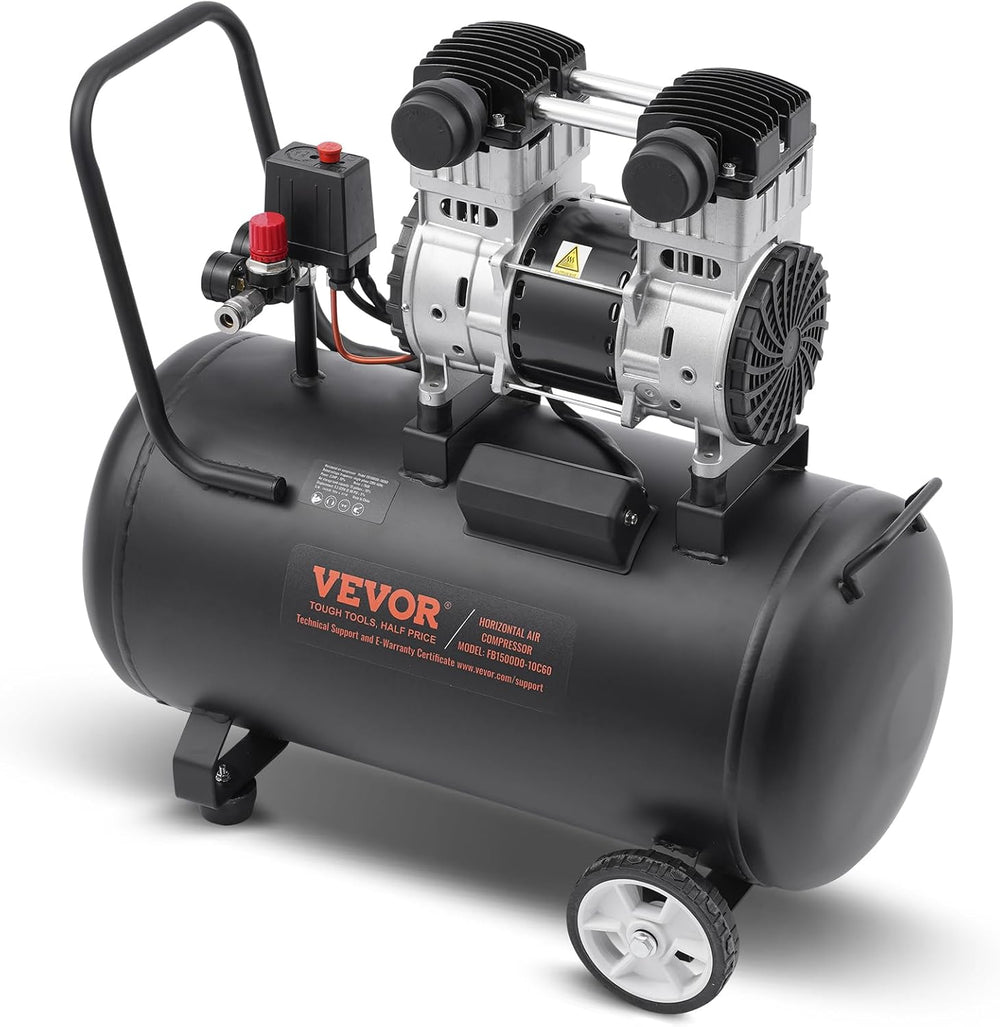 VEVOR Air Compressor, 15 Gallon Steel Tank, 2HP 5.3 CFM@90 PSI Oil Free Air C...