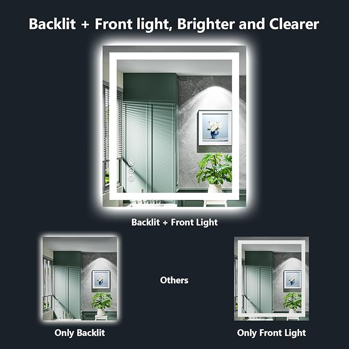 YEELAIT 24x36 Inch LED Bathroom Mirror