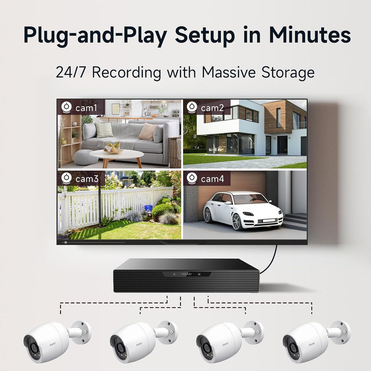 arenti 8mp poe ip camera outdoor security system on a desk or shelf
