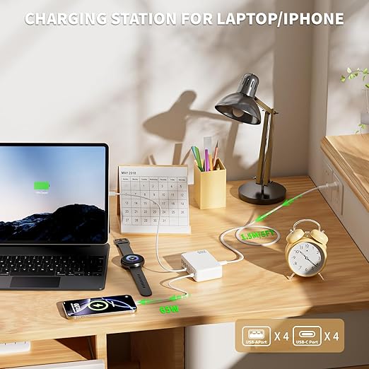 USB C Charger Block, 200W Type C Charger Fast Charging, 8 Port USB C & A