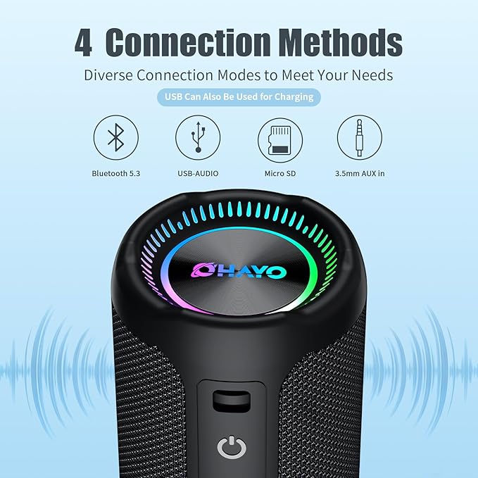 Bluetooth Speakers Wireless Loud Stereo Sound IPX7 Waterproof Outdoor Portable