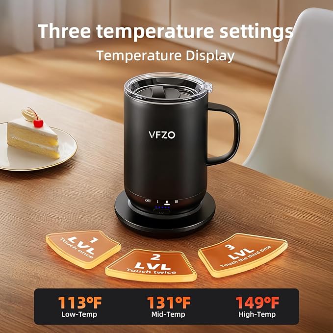 Self Heating Coffee Mug, High-Capacity- 18 oz, 180 Min Battery Life, Smart
