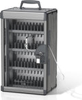 48 Slots Cell Phone Locker for Classroom with Key, Portable Mobile Phone Storage Box with Handle & Charging Hole, Phone Lock Box Wall Mounted for School (Black, 48 Slots)