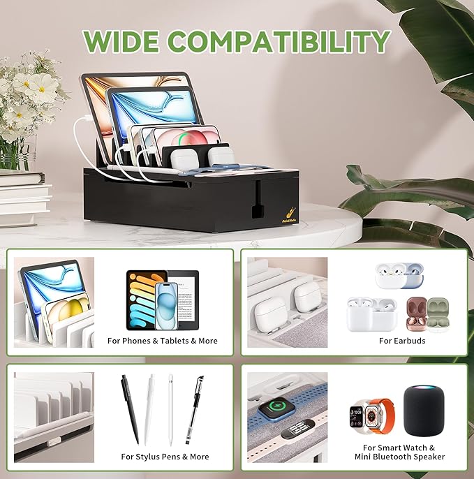 Pezin & Hulin Bamboo Charging Station, Electronic Devices Organizer