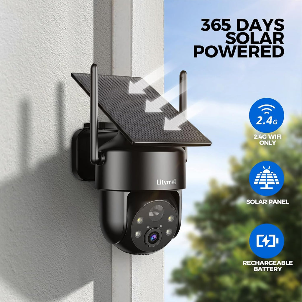 litymol 2k 2.4g wifi security cameras wireless outdoor, close-up detail