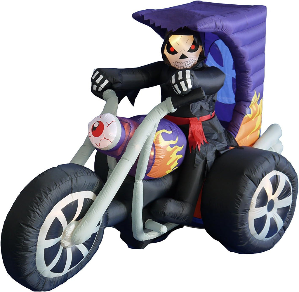 7 FT Long Halloween Inflatable Grim Reaper on Motorcycle