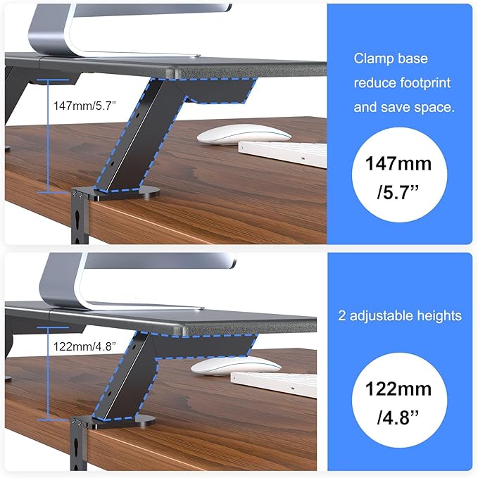 suptek Clamp-on 32 Inch Dual Monitor Desk Mount Riser Shelf Computer Stands