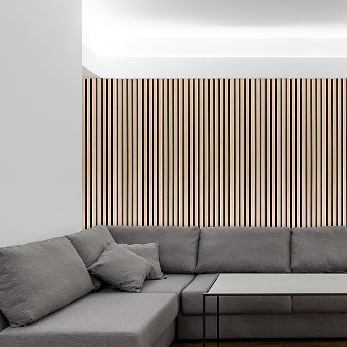NeatiEase Wood Wall Panels, 9 Feet Acoustic Slat Wall Panels (6-Piece)