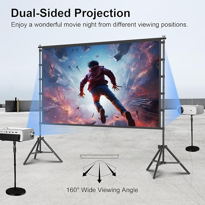Outdoor Projector Screen with Stand, TOWOND 120 inch Portable Movie Screen