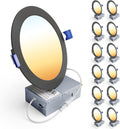 Ensenior 12 Pack 6 Inch LED Recessed Ceiling Light Black, 2700K-5000K 5CCT