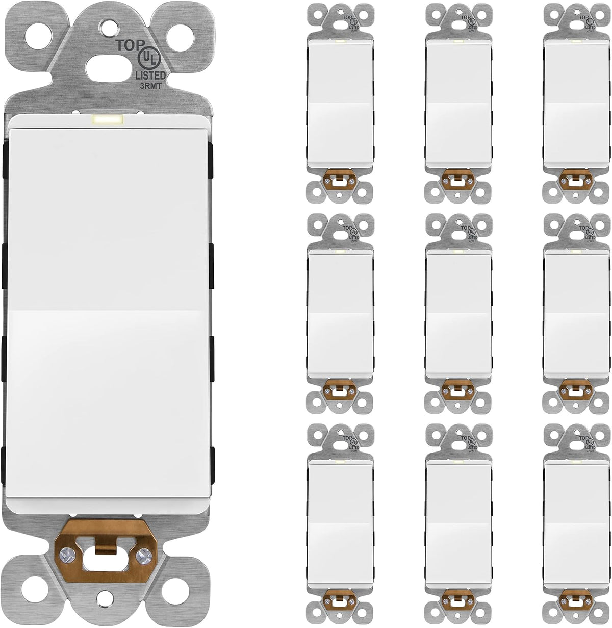LIDER Minimalist Design Matte Finish Lighted Decorator Switch, Frameless Paddle (10-Pack)