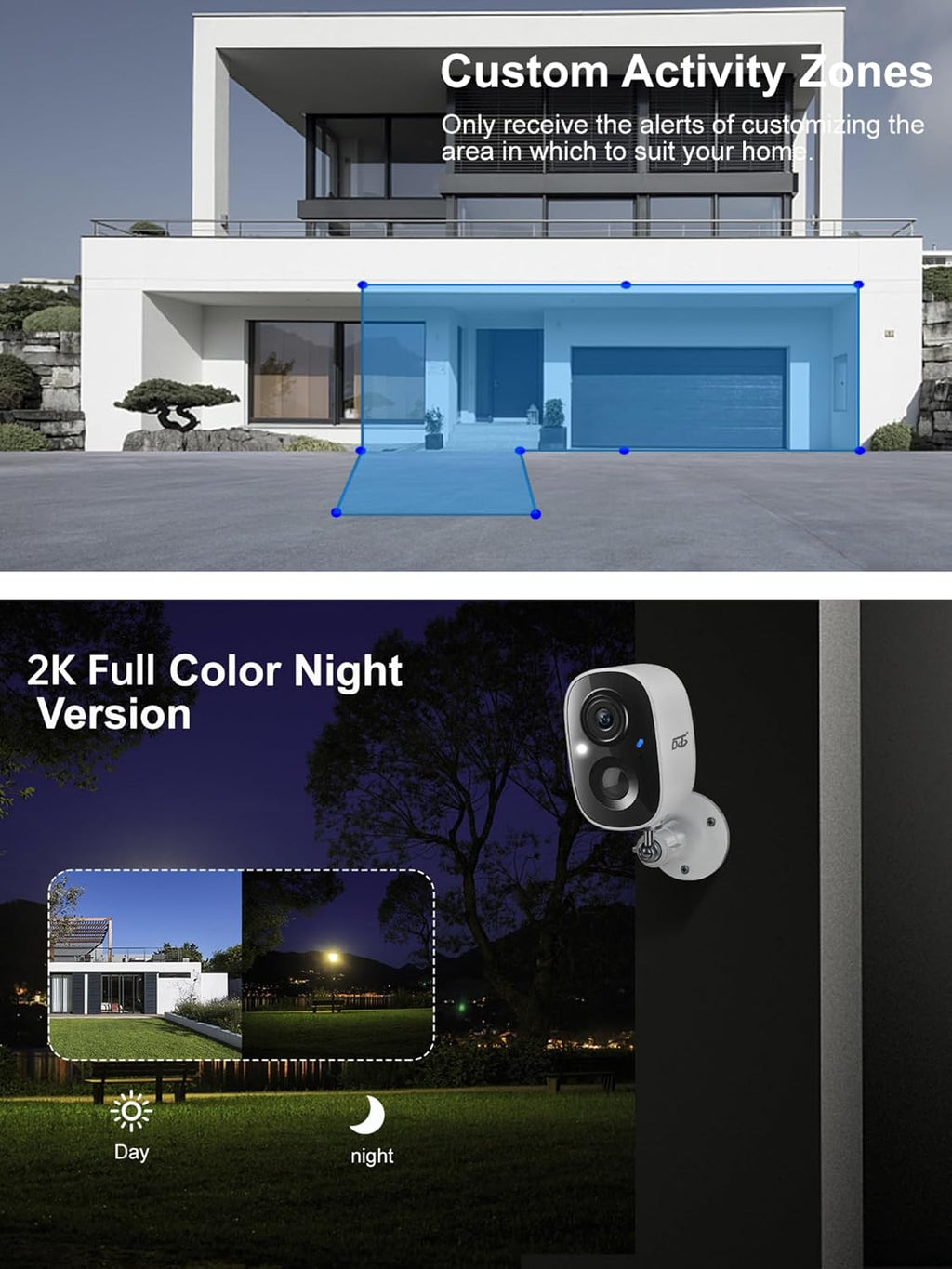 dct security cameras wireless outdoor: wifi battery cameras showing dimensions