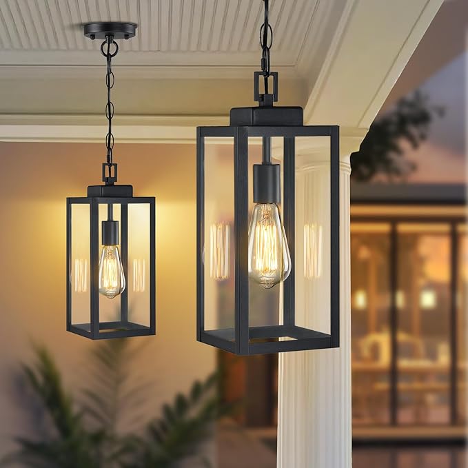 15'' Outdoor Pendant Light, Modern Outside Chandelier Outdoor Hanging Lantern