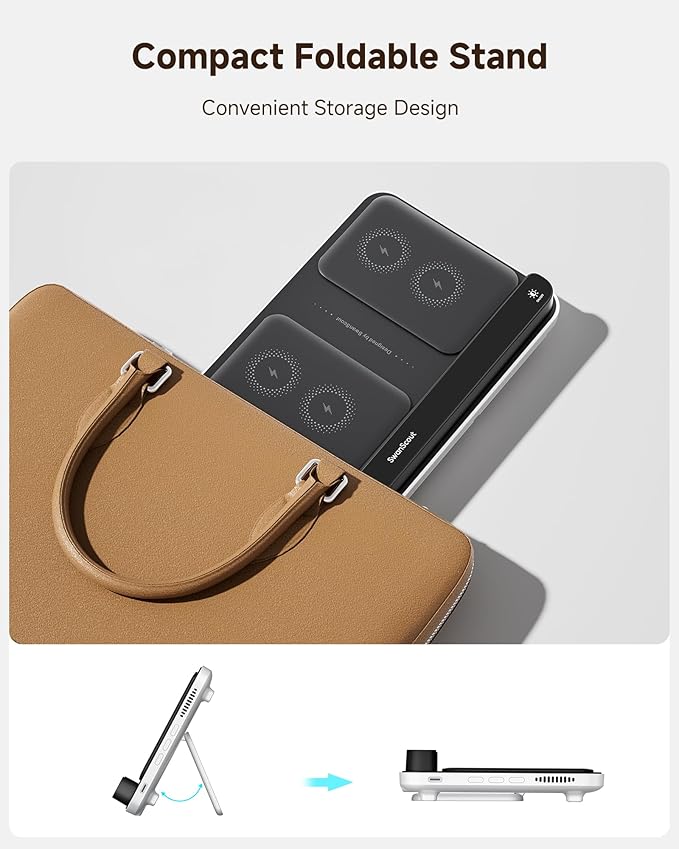 Dual Wireless Charger Stand, SwanScout 504, Foldable Wireless Charging Station