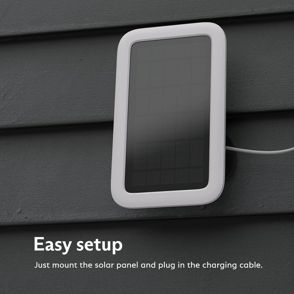 simplisafe solar panel for outdoor security camera,white, close-up detail