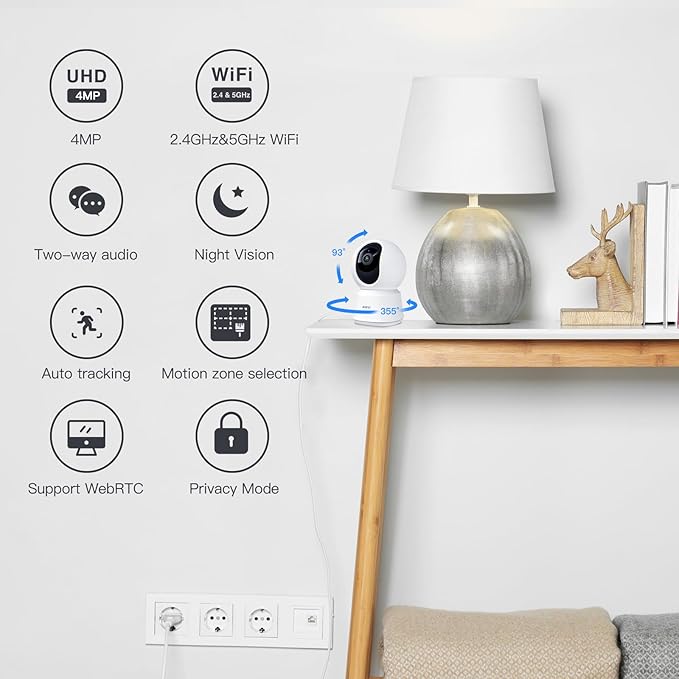 ARENTI 5G Indoor Security Camera, 4MP Pet Camera (2PC)