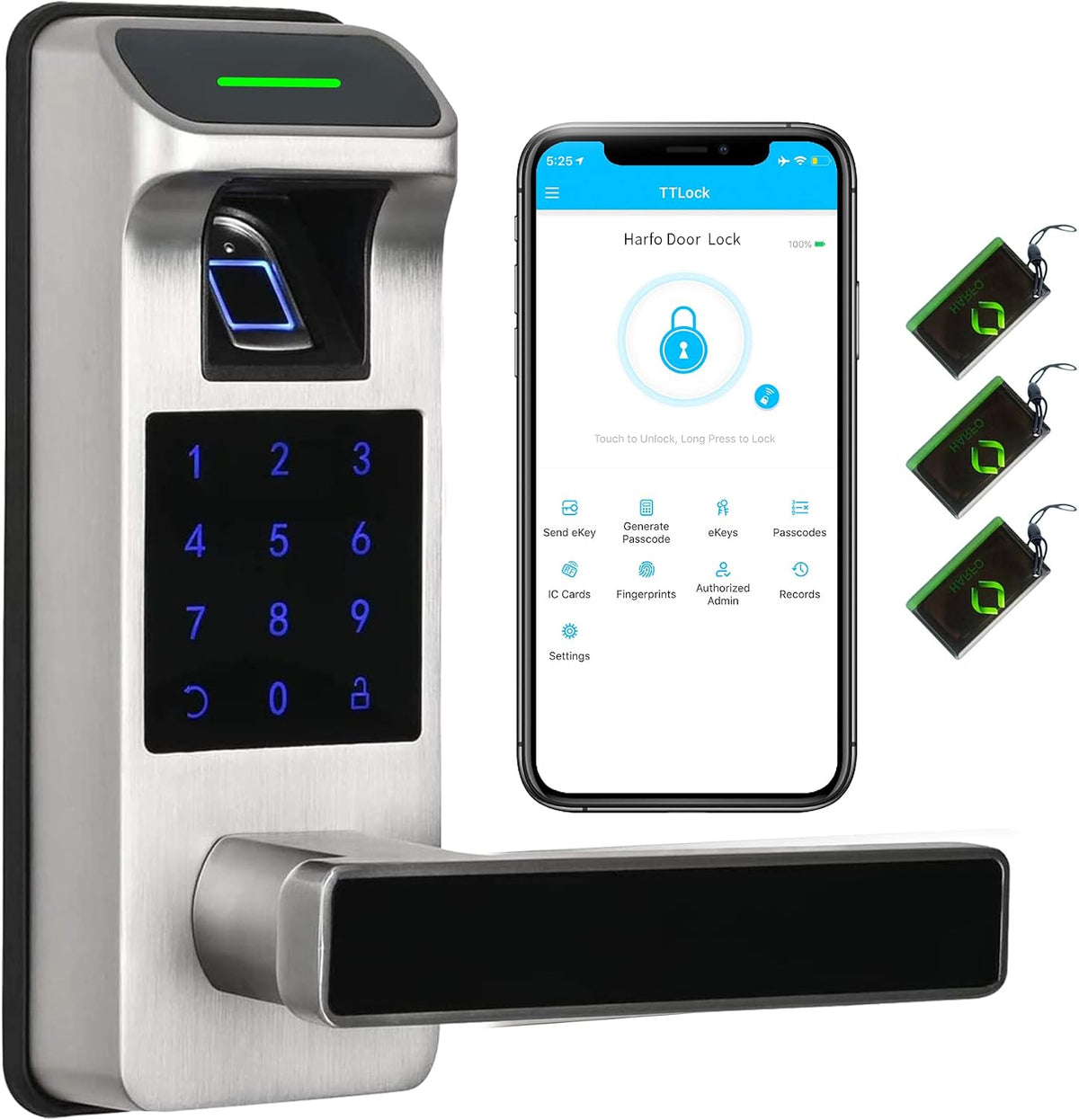 Fingerprint Door Lock, Heavy Duty Full APP Control Touchscreen Keypad