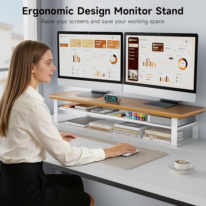 NestNeat Dual Monitor Stand, 35.4 Inch Monitor Stand Riser