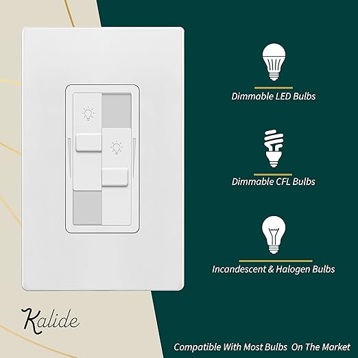 TOPGREENER Kalide Dual Load Dimmer Light Switch, Double LED Dimmer Switch (2 Pack)