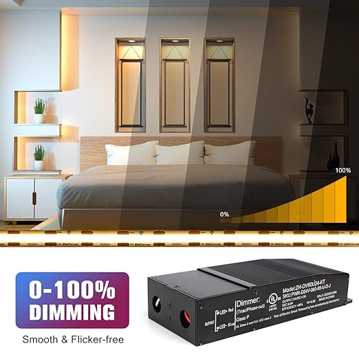 EMITEVER Dimmable LED Driver, 60W 24V Triac Power Supply, AC to DC LED
